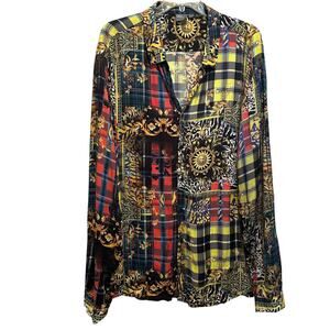 ASOS Mixed Print Button Up Shirt Mens Size 6XL Multicolor Rare Sun Leaf 6X